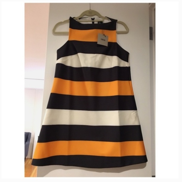 ASOS Silky Feel Bonded Shift Dress in Stripe - Picture 2 of 2